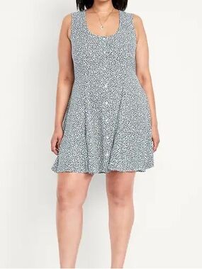 Old Navy Fit & Flare Crepe Button-Front Mini Dress